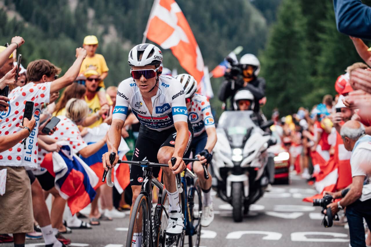 Remco Evenepoel on the attack during the Tour de France (Credit: SWpix.com)