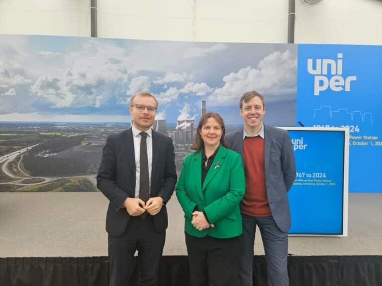 Michael Shanks MP, Parliamentary Under Secretary of State, Mayor Claire and James Naish MP